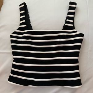 Vintage, Black and White Cache Top.Size 6,Lined w/Zip Back